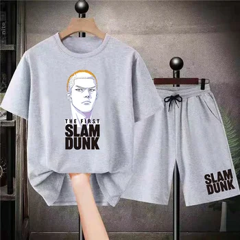 Летняя модная мужская спортивная одежда из японского аниме Slam Dunk Master, футболка, шорты, комплект из 2 предметов, хлопковые шорты с принтом