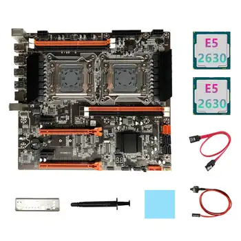 Материнская плата с двумя процессорами X79 + Процессор 2XE5 2630 + Кабель SATA + Кабель переключения + Перегородка + Термопаста + Термопластичная прокладка LGA2011 M.2 NVME X79