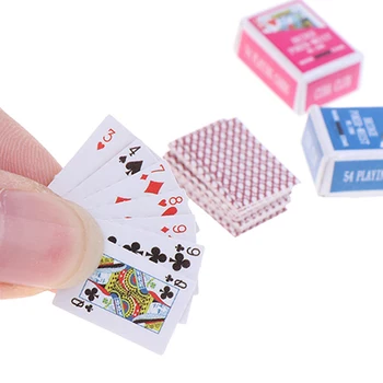 Милые МИНИ Миниатюрные Игры Покер Игральные карты 15x11 мм Миниатюра для кукол Аксессуар Украшение дома Высококачественная карточная игра Uno