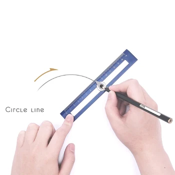 Многофункциональный инструмент для рисования Круга Инструмент для геометрического рисования 2 в 1 Циркули Линейка Компаса Креативная Удобная линейка для рисования