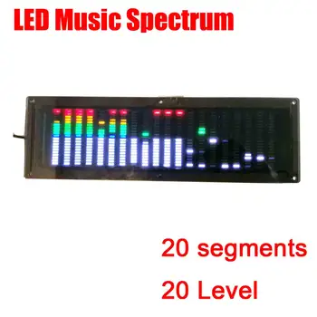 Многоцветный светодиодный анализатор музыкального спектра, автомобильный MP3-усилитель, аудио, 20-уровневый индикатор, измеритель ритма, часы 5V 12V