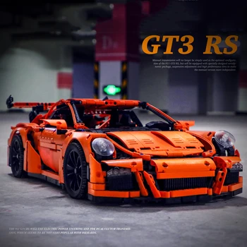 Модели суперкара MOC Technology 911 Orange, совместимые с 42056 строительными блоками GT3 RS, собранные группой строительных блоков