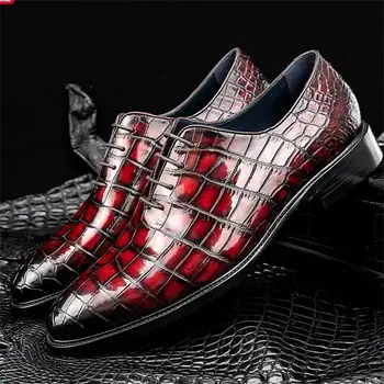 Модные Классические Оксфордские туфли, мужская обувь, Деловая Повседневная Свадебная вечеринка, Повседневная универсальная модельная обувь в стиле ретро с крокодиловым узором на шнуровке