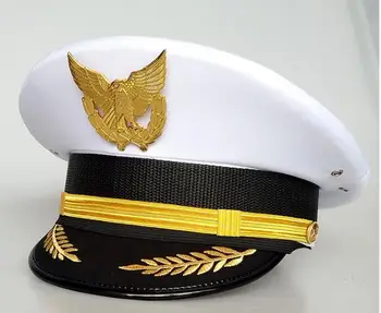 Мужская и женская военная шляпа капитана, катающегося на лодках, Матросская шляпа, униформа, костюм для косплея, сценическая плоская темно-синяя кепка, Черный, белый 56 57 58 59 60 см