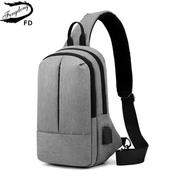 мужская нагрудная сумка-слинг, маленькая водонепроницаемая спортивная сумка, мужская USB-сумка, противоугонные дорожные сумки через плечо, модный мини-рюкзак для мальчиков
