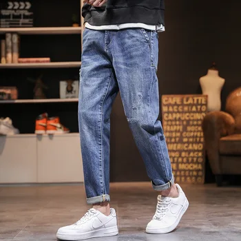 Мужские Брюки свободного кроя с широкими штанинами, Harlem Cool для подростков, Корейская версия мужских брюк для папы, Модный бренд, Micro Ma