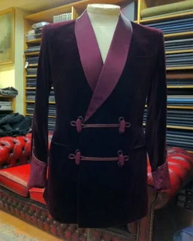 Мужской Бордовый вельветовый Блейзер, куртка, Мужские костюмы, Смокинги Жениха для официальной свадьбы, костюм содержит только один пиджак