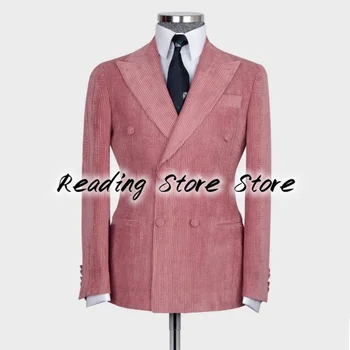 Мужской костюм из вельвета, новый двубортный повседневный пиджак с лацканами, деловой тонкий, подходит для жениха 2022