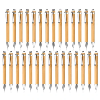 Набор бамбуковых ручек для гравировки Деревянная Выдвижная бамбуковая ручка с дополнительными черными чернилами Шариковая ручка для ведения журнала