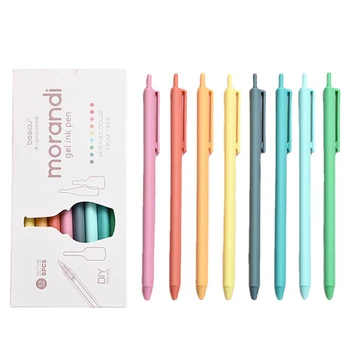 Набор гелевых ручек с 9 цветными чернилами, 0,5 мм, для заправки Гладкими чернилами, прочная ручка для подписи, Винтажные цветные ручки Macarons в подарок