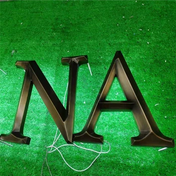 Наружные буквы бронзового цвета с 3D подсветкой для вывесок с логотипом магазина, светодиодные вывески с гало-подсветкой античного медного цвета