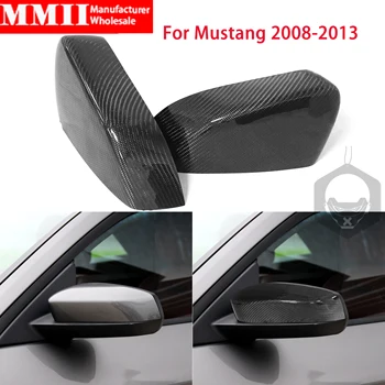 Настоящее Углеродное волокно Для Ford Mustang 2008-2013 Крышка зеркала заднего вида, Колпачки, 2 шт., аксессуары для укладки автомобиля, Стиль Пасты, черный