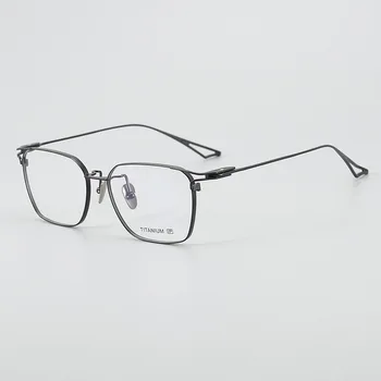 Новая модная классическая простая квадратная оправа из чистого титана для мужчин, очки ручной работы для близоруких женщин, очки для чтения по рецепту