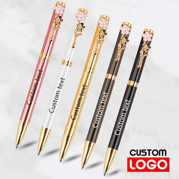 Новая модная ручка с жемчужным персиковым цветом, деловая офисная ручка для вывесок, оптовая реклама, металлическая шариковая ручка, пользовательский логотип, студенческий подарок