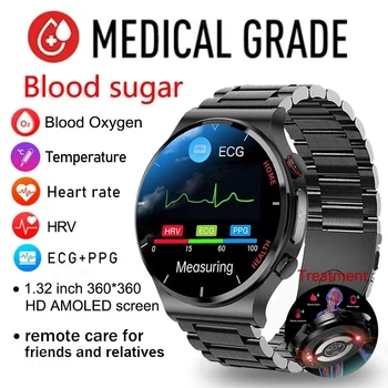 Новые здоровые смарт-часы Для мужчин и женщин, уровень сахара в крови, липидов в крови, ЭКГ + PPG, точная температура тела, пульсометр, Спортивные умные часы