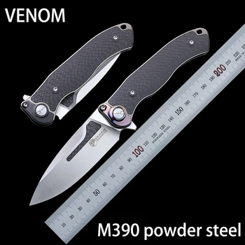 Нож для выживания VENOM M390 Из Титанового сплава + ручка из углеродного волокна Складной Нож для самообороны EDC Мультитул