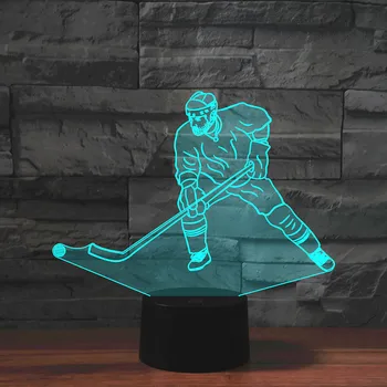 Ночная игра В хоккей с шайбой, 3D лампа, сенсорный 7-цветной градиентный светодиодный ночник для украшения детской спальни, Креативные подарки