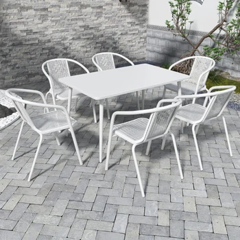 Обеденный стол и стулья во дворе, белый длинный квадратный стол, уличный повседневный садовый салон, наборы садовой мебели WK50HY