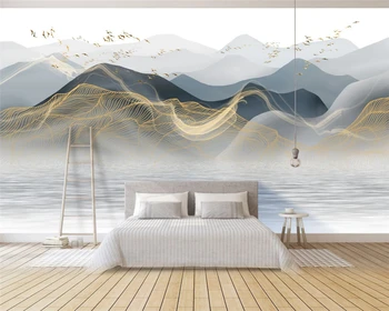 обои на заказ beibehang новый китайский стиль современный легкий роскошный абстрактный пейзаж тушью настенная живопись из папье-маше