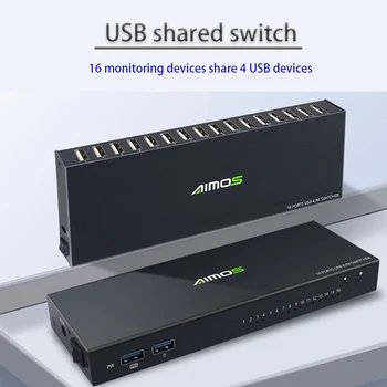 Общий переключатель USB 2.0, игра, 16 портов, USB-коммутатор, интернет-разветвитель, USB-сетевой коммутатор, 16 устройств, 4 USB-устройства