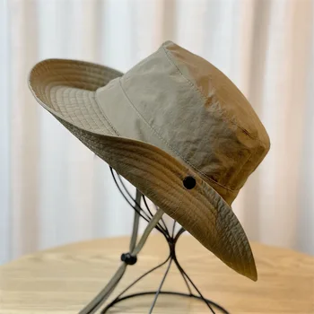 Однотонные солнцезащитные шляпы для мужчин, кепка для рыбалки на открытом воздухе, пляжные кепки с широкими полями, защита от ультрафиолета, женская панама, летние пешие прогулки, кемпинг