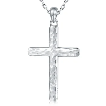 Ожерелье с чеканным крестом из стерлингового серебра 925 пробы, христианский кулон, Вдохновляющие религиозные украшения, подарки для Подруги женщины, дочери