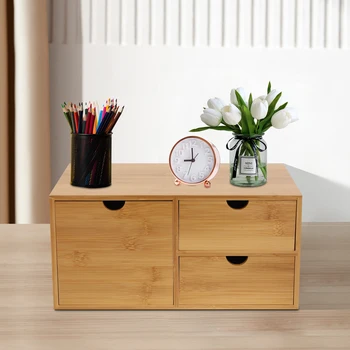 Органайзер для бамбукового стола - мини-ящик для бамбукового стола, ящик для организации хранения на столе для офисных принадлежностей для дома
