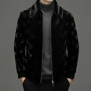 Осенне-зимняя новинка 2023, мужская модная куртка-поло с воротником-стойкой из искусственного меха норки