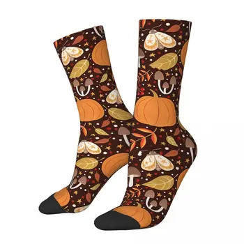 Осенние носки с элементами гриба, спортивные носки до середины икры с 3D принтом для мальчиков и девочек