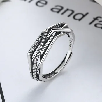 Открытое Кольцо из 100% серебра S925 пробы для Мужчин и Женщин с неправильными Перекрещивающимися линиями, простое и модное