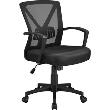 Офисное кресло MART с регулируемой сеткой, Кресло руководителя со средней спинкой, на колесиках, черное