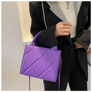 Переносная сумка через плечо ярких цветов, простая квадратная сумка через плечо, Фиолетово-черная для женщин, подарок на День рождения для девочки