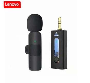 Петличный микрофон Lenovo Wireless3.5mm с лацканами, Всенаправленный Конденсаторный микрофон для камеры, Динамик, микрофон для записи смартфона для Youtube
