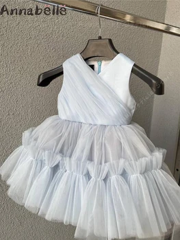 Платье Annabelle для девочек, пышная юбка длиной до колена, платья без рукавов для девочек, слинг, платья с цветочным узором для девочек, свадебные