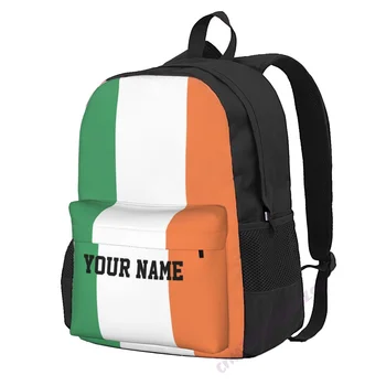 Пользовательское название Ирландский флаг, рюкзак из полиэстера для мужчин, женская дорожная сумка, Повседневный студенческий поход, Кемпинг