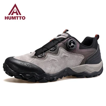 Походные ботинки HUMTTO, Роскошные дизайнерские кроссовки для мужчин, Уличная Альпинистская Треккинговая обувь, Мужская Спортивная кожаная Безопасная Рабочая мужская обувь