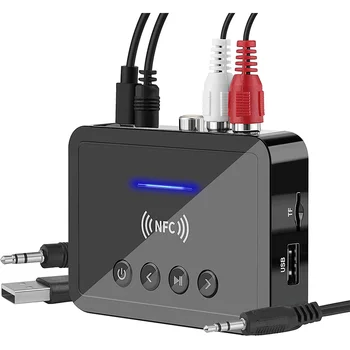 Приемник-передатчик Bluetooth 5.0 FM стерео AUX 3,5 мм разъем RCA Беспроводной NFC Bluetooth аудиоадаптер для телевизора, наушников для ПК