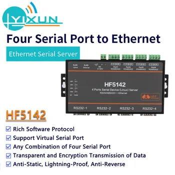 Промышленный HF5142 с 4 Последовательными Портами Преобразует RJ45 RS232/485/422 В контроллер Ethernet Бесплатное Устройство Преобразования последовательного сервера RTOS