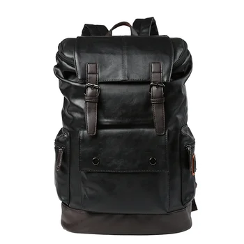 Роскошный Брендовый Кожаный Мужской рюкзак Молодежный Рюкзак для путешествий Большой Емкости, школьная сумка для ноутбука, мужская деловая сумка через плечо, черный