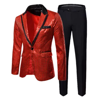 Роскошный Мужской костюм с блестками, 2 предмета (блейзеры, куртка + брюки), золотой/серебристый / черный комплект мужского платья для деловой свадебной вечеринки