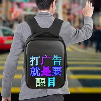 Рюкзак из черного нейлона с цифровым динамическим экраном, Светодиодный световой дисплей, Рюкзак для умных мужчин, Рюкзаки со светодиодной рекламой для мобильных рекламных щитов