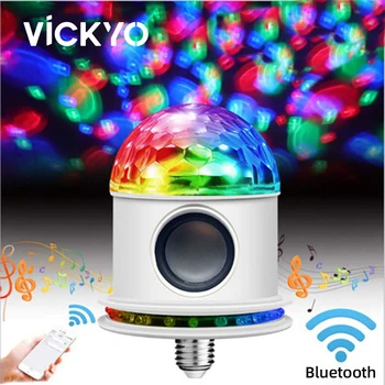Светодиодная лампа VICKYO E27 RGB с Bluetooth-совместимым динамиком, Голосовое управление, Атмосфера Волшебного шара, красочное освещение для вечеринки