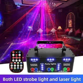 Светодиодный RGB свет DJ Проектор С рисунком луча Сценический лазерный проектор Для помещений Семейный KTV Атмосферный свет Лазерный свет Дискотечные прожекторы