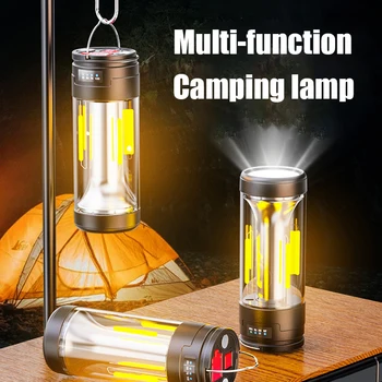 Светодиодный Фонарь для Кемпинга, USB Перезаряжаемая лампа для палатки, 4 режима питания, Водонепроницаемые рабочие фонари с магнитным крючком, портативный фонарь-факел