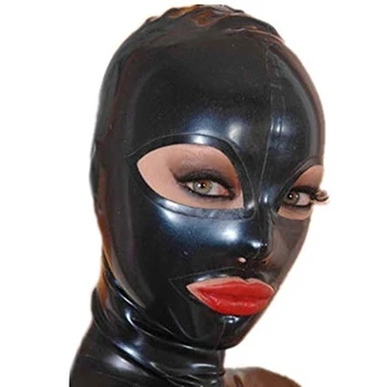 Сексуальная Латексная маска ручной работы, Резиновый капюшон, Фетиш с открытым глазом и креплением на молнии сзади, костюмы для косплея