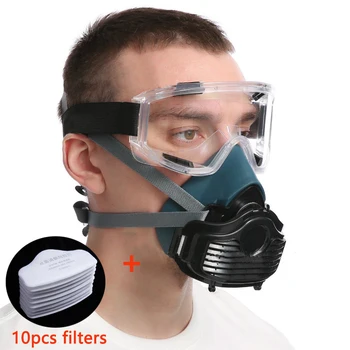 Силиконовая пылезащитная маска Подходит для распыления краски, украшения дома, Респиратор от пыли, Самовсасывающий фильтр, Пылезащитная полумаска