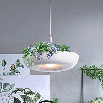 Современный потолочный подвесной светильник, скандинавский минималистичный Белый потолочный светильник с креативными растениями в горшках, регулируемый по высоте