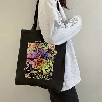 Сумка для Покупок Manga Jojo Bizarre Adventure, Графическая Сумка-Тоут в стиле Харадзюку, Женская Холщовая сумка Через Плечо, Женская Эко-сумка Ulzzang
