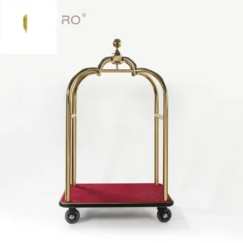 Тележка для багажа гостиничного чемодана золотистого цвета из нержавеющей стали