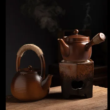Трансформация печи для разогрева чая в стиле Ретро, Термостойкий Керамический набор для заваривания чая, Боковая ручка, Угольная плита, Чайная посуда